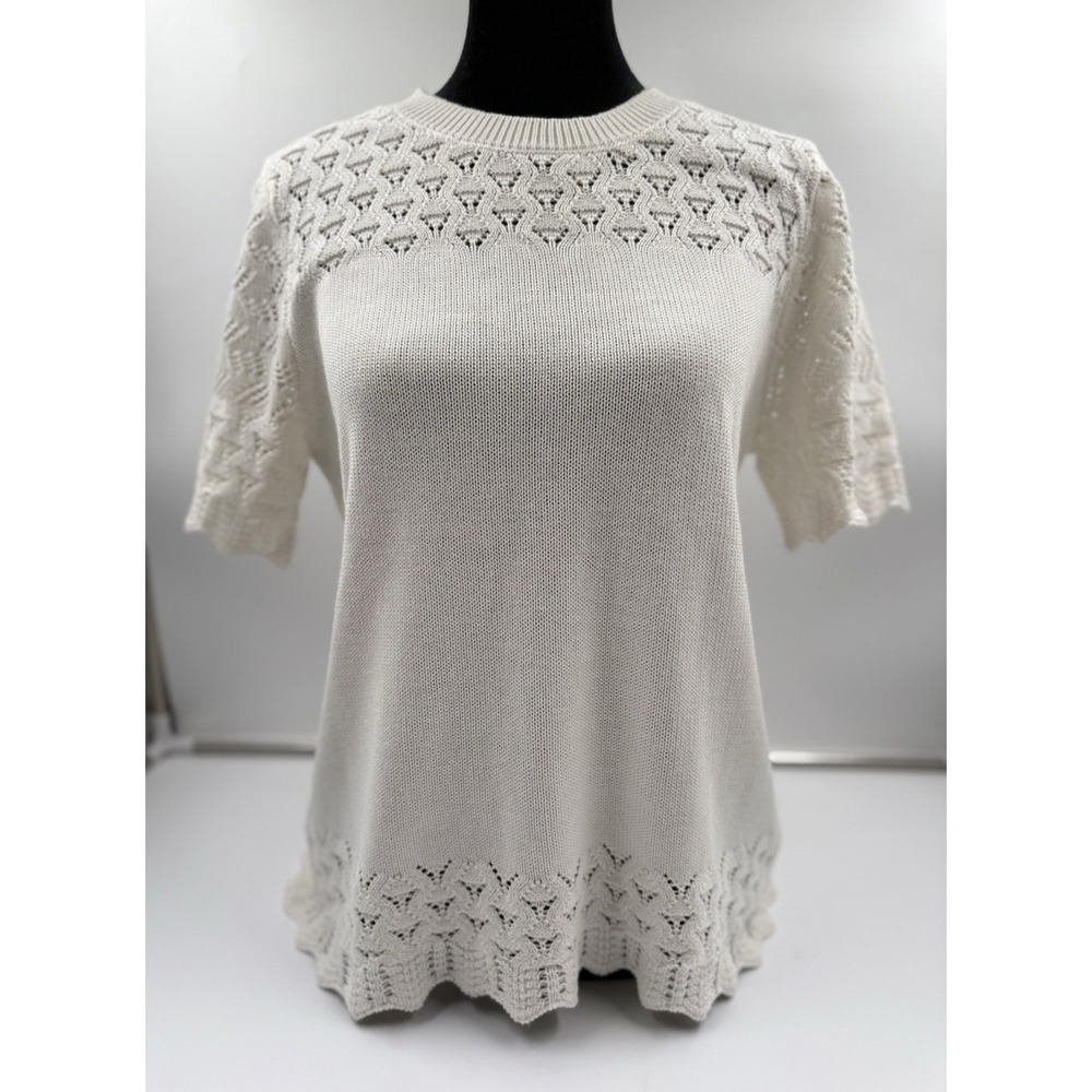 Jessica simpson Ivory Knit Crochet Sweater
